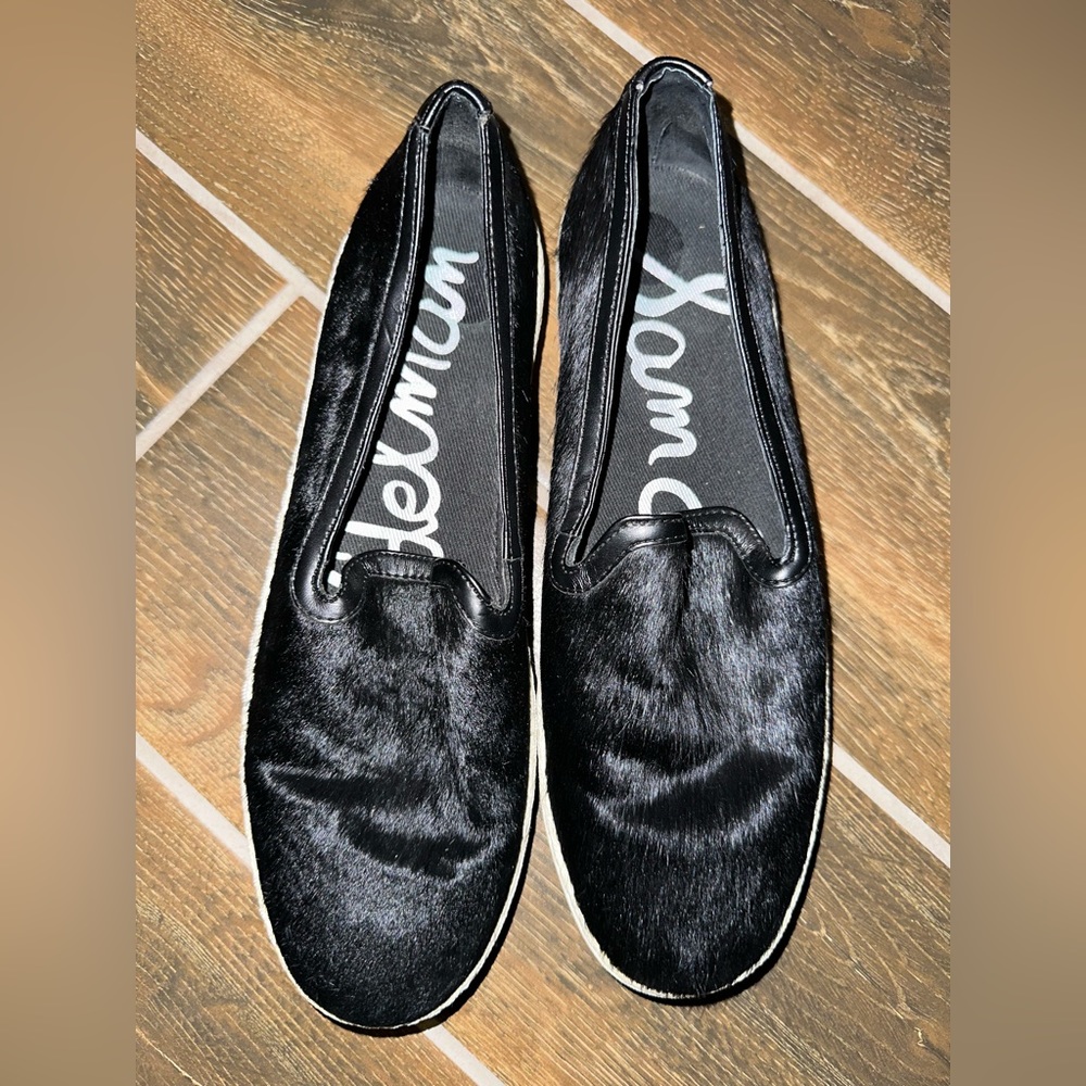 Sam Edelman black Faux Fur slip ons